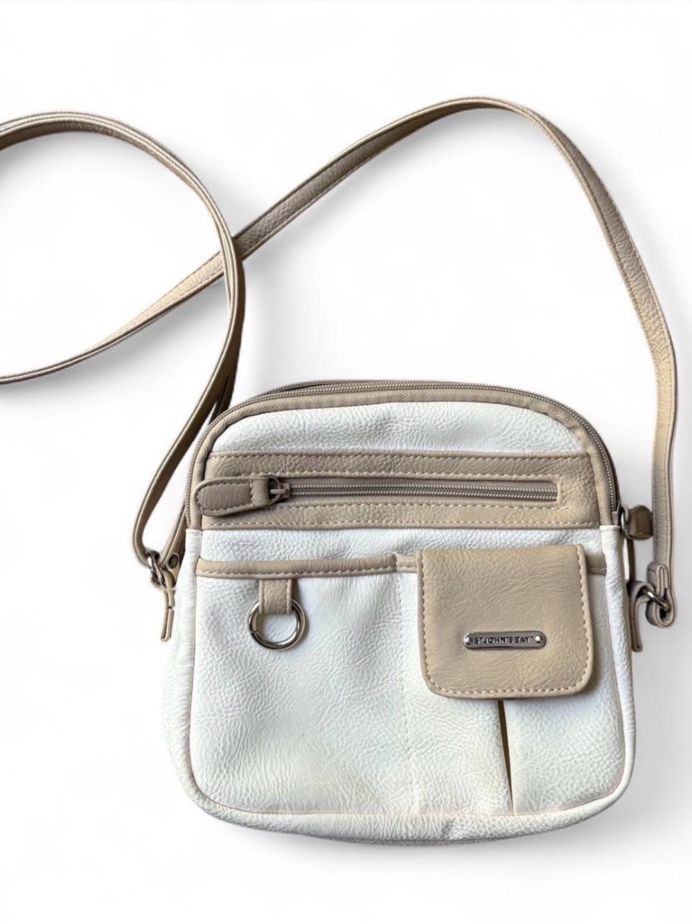 St. John's Bay Vintage Two-Tone Crossbody Bag Small/Medium Pockets Adjustable